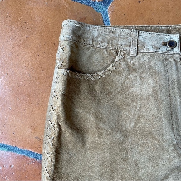 NEW JONES NEW YORK COUNTRY 8 100% LEATHER SUEDE PANTS Camel Color Western NWT - Picture 2 of 10